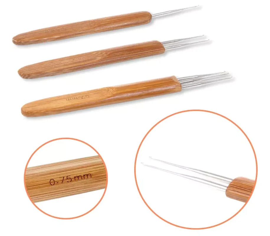 P4TC | 5-Piece Bamboo Handle Crochet Needle Hair Tool Set
