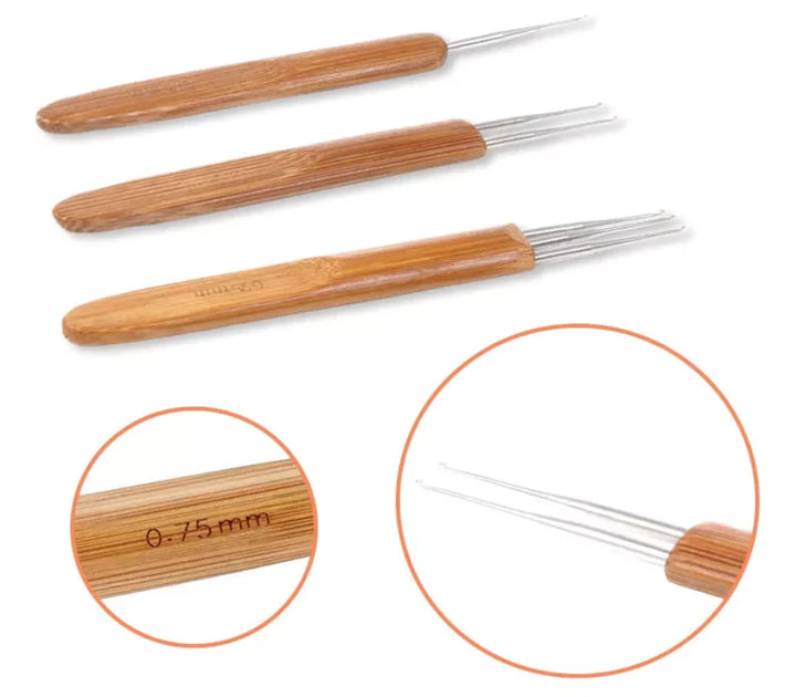 P4TC | 5-Piece Bamboo Handle Crochet Needle Hair Tool Set