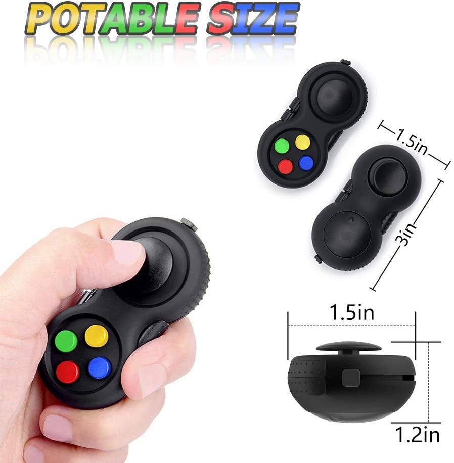 Fidget Pad - Fidget Controller Toys,Decompression and Anxiety Relief Fidget Controller, Fidget Clicker Toys for Wokers Students and ADD Adhd(Black & Mix)