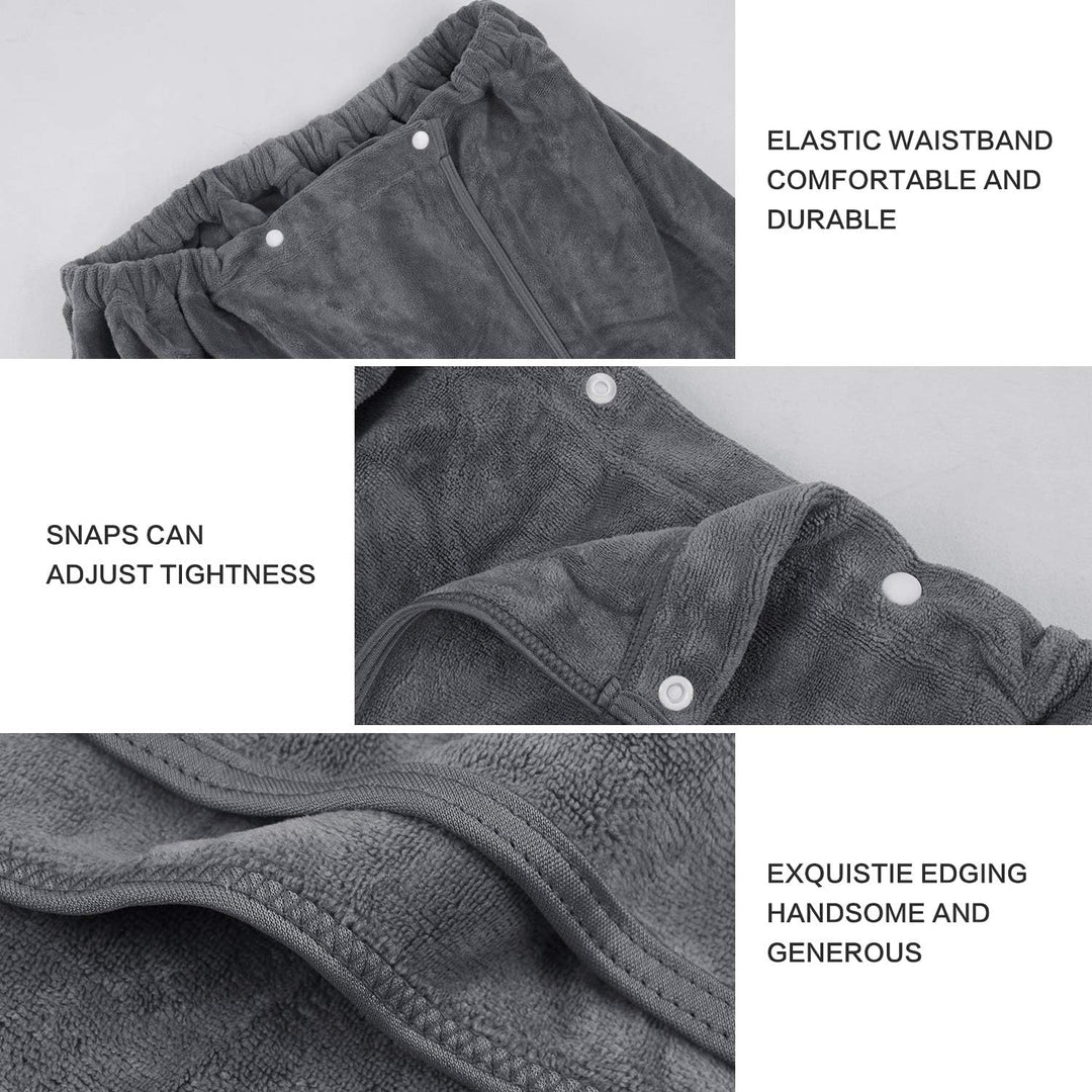 Microfiber Men’S Bath Wrap Water Absorbent Quick Dry Spa Sauna Wrap around Towel Bath Towels with Adjustable Snap on Closure 24Inch X 63Inch Grey