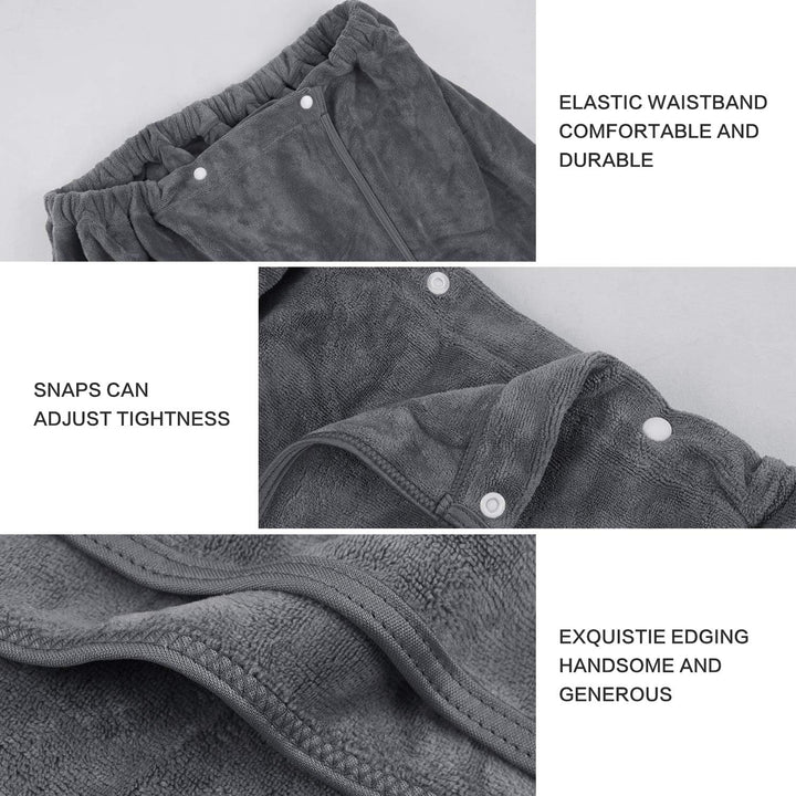 Microfiber Men’S Bath Wrap Water Absorbent Quick Dry Spa Sauna Wrap around Towel Bath Towels with Adjustable Snap on Closure 24Inch X 63Inch Grey