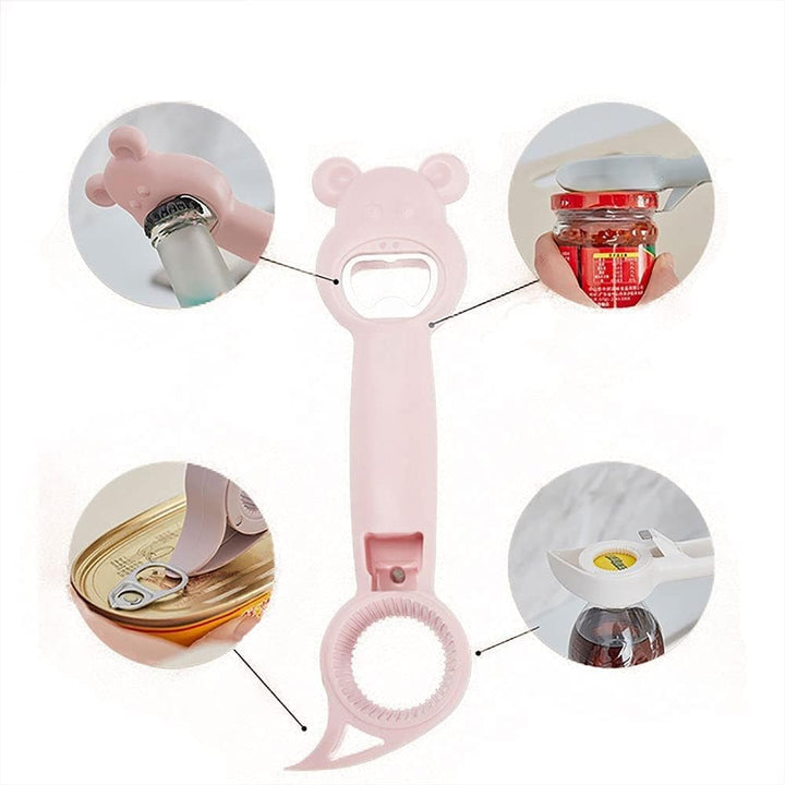 4-in-1 Multifunction Bottle Opener – Easy Grip, Pink | For Disabled, Elderly & Everyday Use | Selected by P4TC