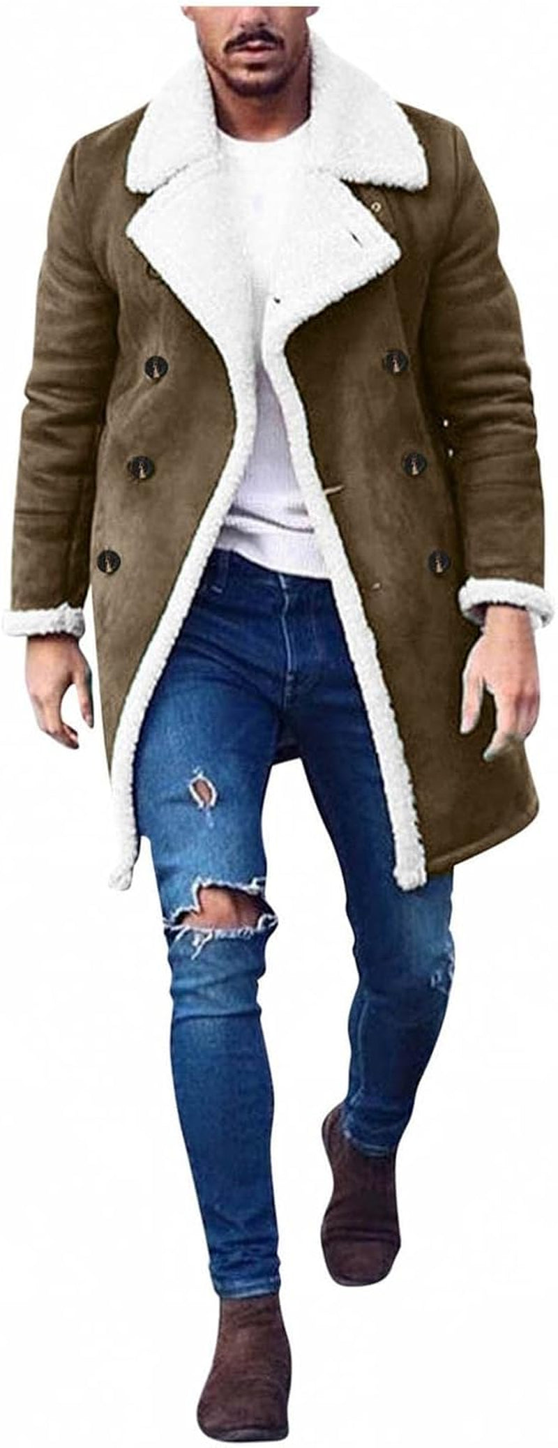 Men'S Corduroy Sherpa Motorcycle Jackets Fleece Lined Shawl Collar Thicken Trucker Winter Lab Coat Outwears