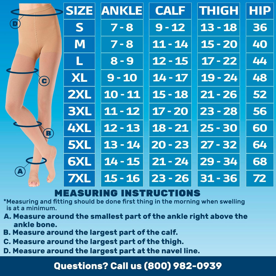 Opaque Graduated Support Compression Stockings with Open Toe for Women 20-30Mmhg | for Lymphedema, Diabetic, Swelling, Arthritis - Beige, X-Large, A214BE4