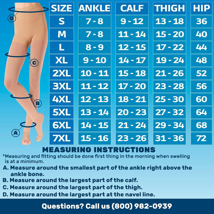 Opaque Graduated Support Compression Stockings with Open Toe for Women 20-30Mmhg | for Lymphedema, Diabetic, Swelling, Arthritis - Beige, X-Large, A214BE4