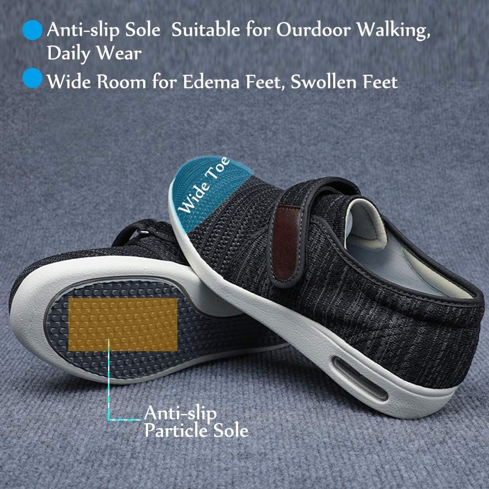 Women'S Extra Wide Shoes with Adjustable Strap Wide Width Sneakers Arthritis Edema Walking Shoes for Elderly Diabetic