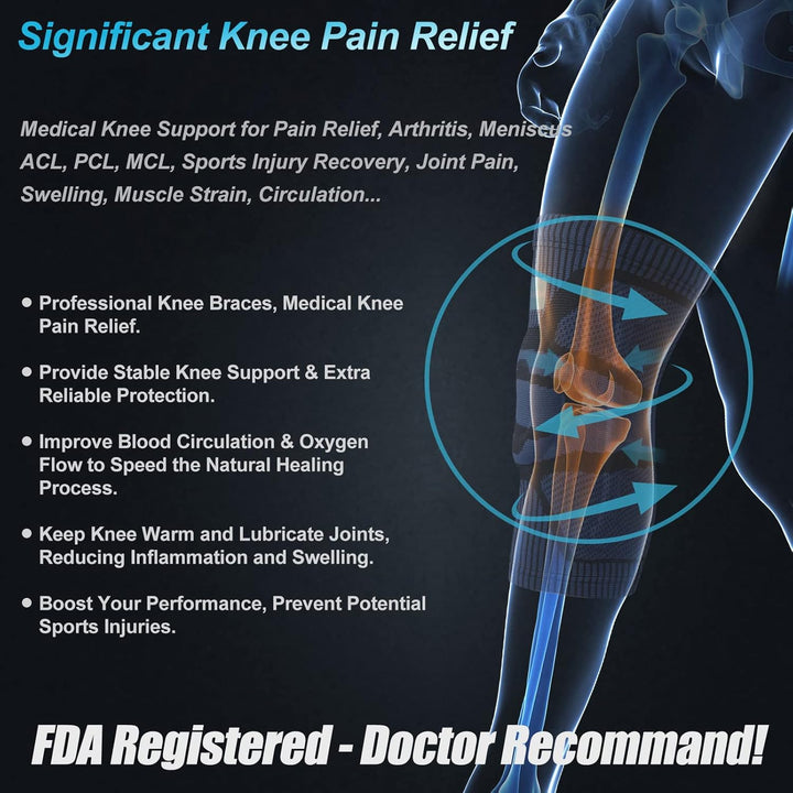 P4TC 2-Pack Knee Braces – Compression Support with Patella Gel & Stabilizers | For Joint Pain, Arthritis, ACL & Meniscus | FSA/HSA Approved