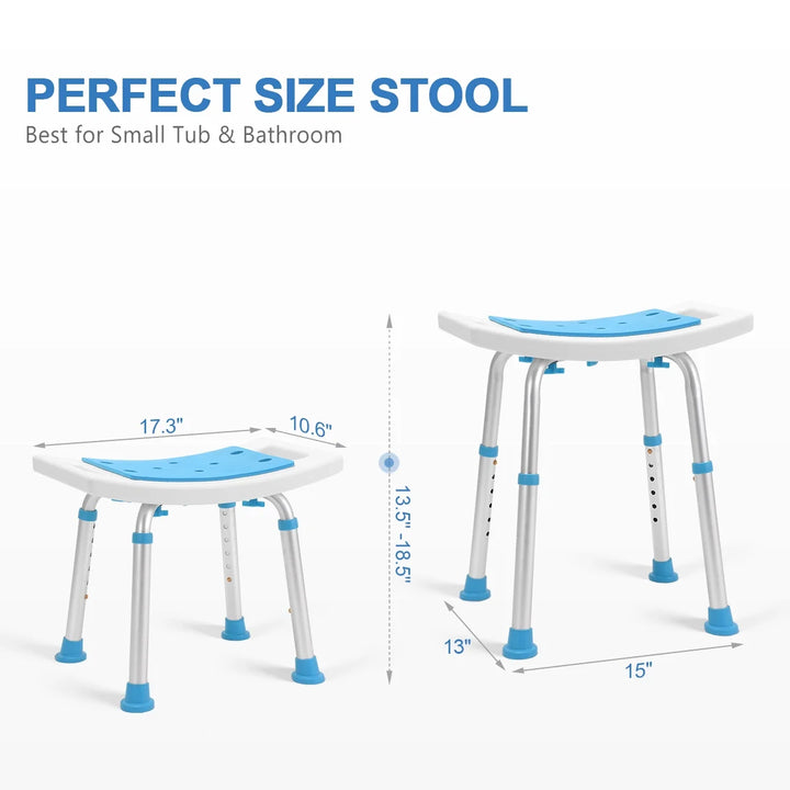 Health Line Shower Chair Stool Seat, Adjustable Padded Bench for Seniors, Elderly, Disabled 350Lbs
