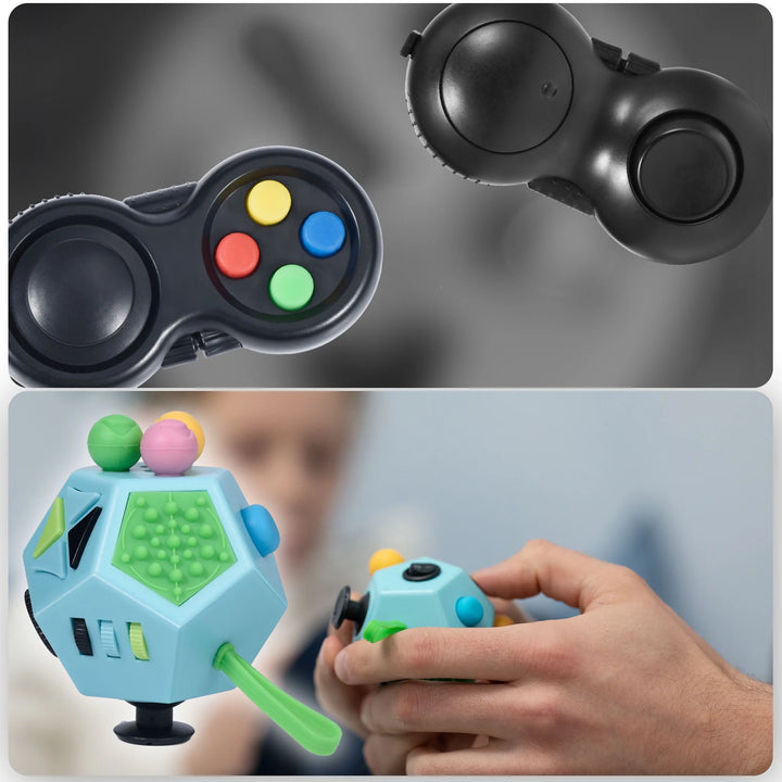 Fidget Toys for Adults and Kids – 9Pcs Set of Fidgets and Sensory Toys for Adults – Premium Small Fidget Toy Pack with Fidget Pad, Flippy Chain, Magnetic Ring - Stress Relief Toy Pack