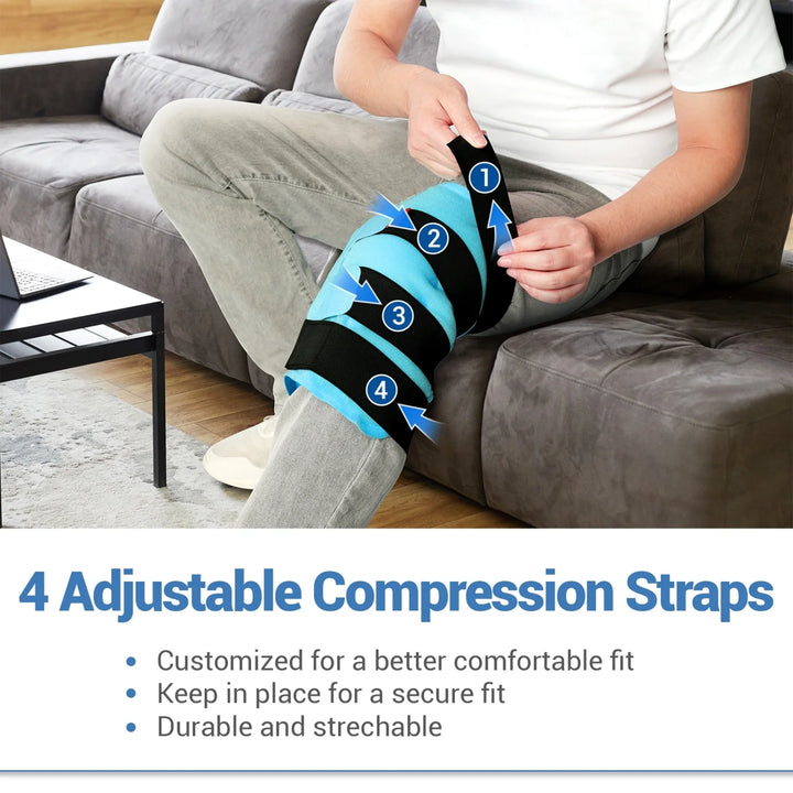 P4TC – Large Reusable Knee Ice Pack | Cold Therapy Wrap for Pain Relief, Swelling & Injuries