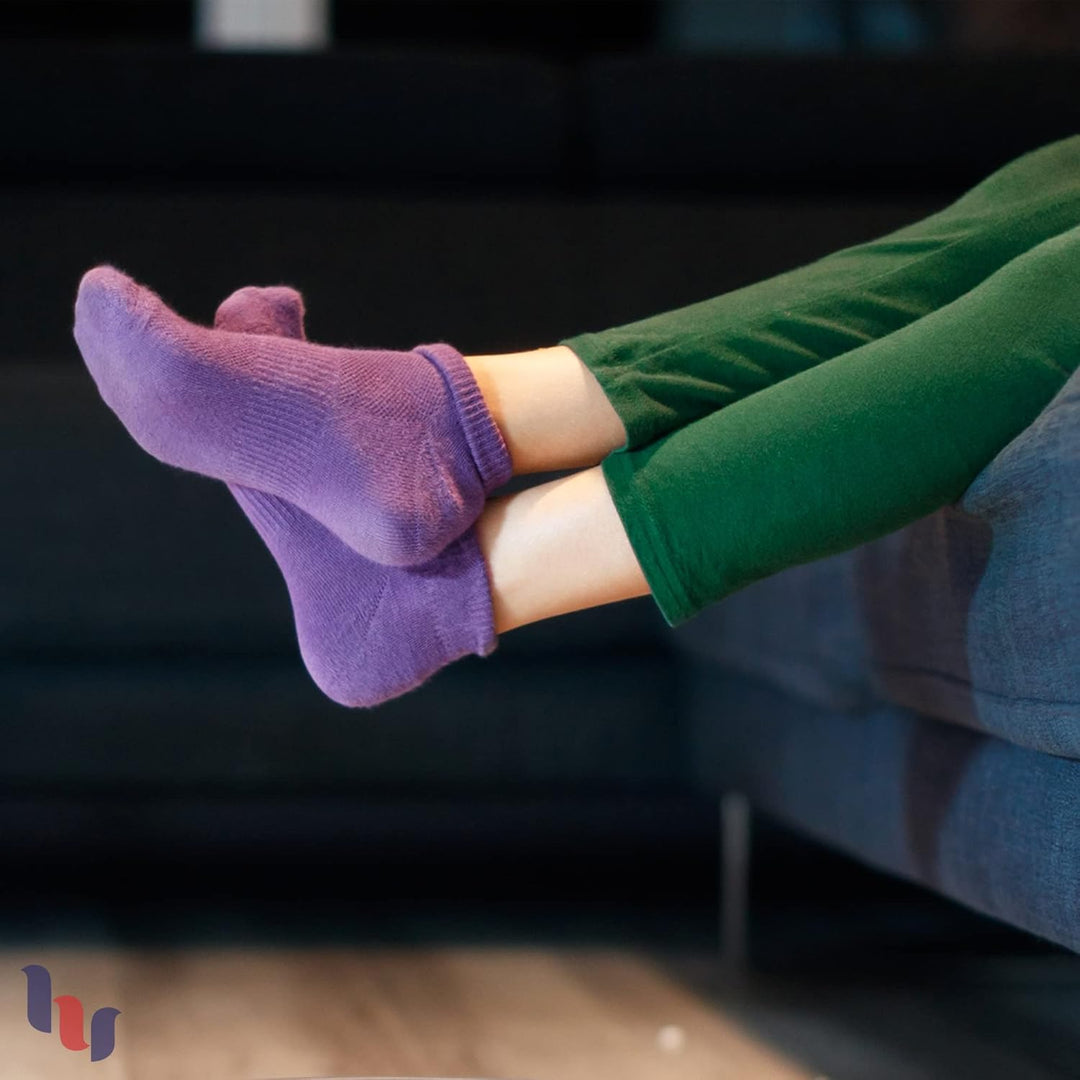 Women'S Cotton Diabetic Ankle Socks, Wide, Loose & Stretchy, Seamless Toe & Non Binding Top, Semi Cushion, 3 Pairs