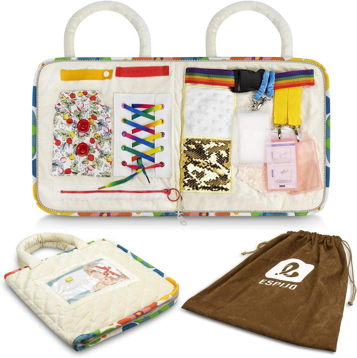 Memory Loss Fidget Blanket - Dementia Activities for Seniors, Adults and Patients - Alzheimer’S Therapy Aid Product - Anxiety Relief Fidget Toy Improves Mental Stimulation (White, 1 Count (Pack of 1))