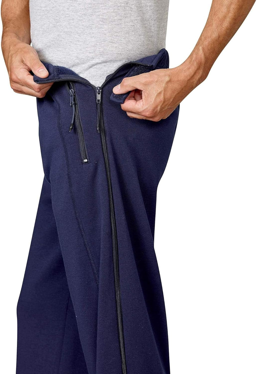 Men'S Adaptive Tearaway Pants with Pockets Side Zip - Navy MED