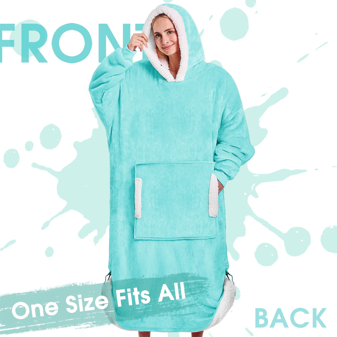 P4TC – Wearable Blanket Hoodie | Flannel Sherpa Fleece for Adults, Women & Men