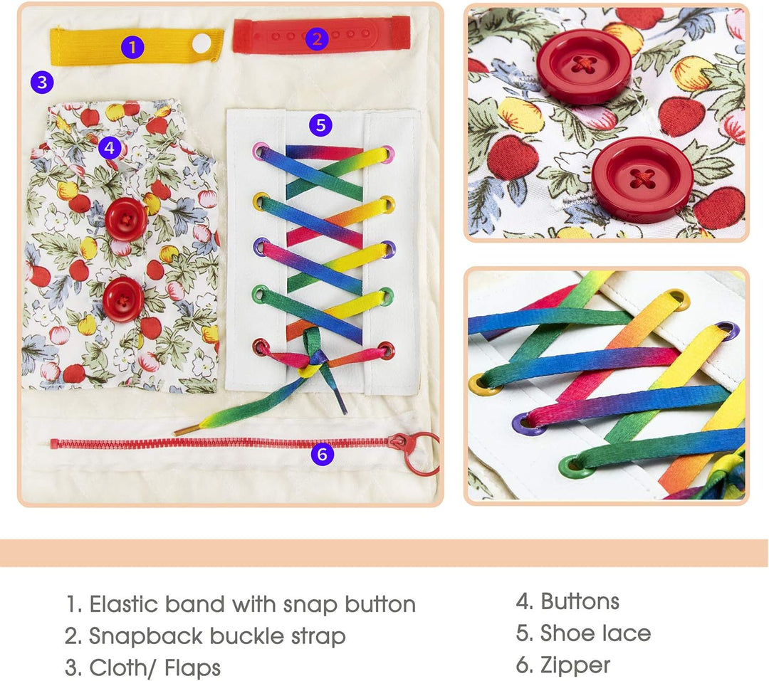 Memory Loss Fidget Blanket - Dementia Activities for Seniors, Adults and Patients - Alzheimer’S Therapy Aid Product - Anxiety Relief Fidget Toy Improves Mental Stimulation (White, 1 Count (Pack of 1))