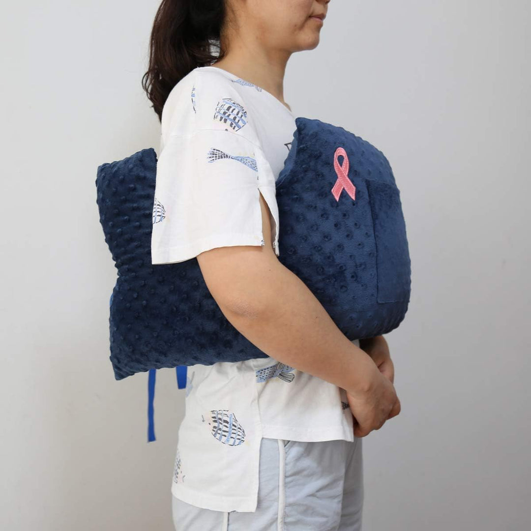 Mastectomy Chest Pillow for Breast Cancer Surgery Lumpectomy Reconstruction Chest Healing Protector Post-Surgery Recovery Support Patient Care(Blue)