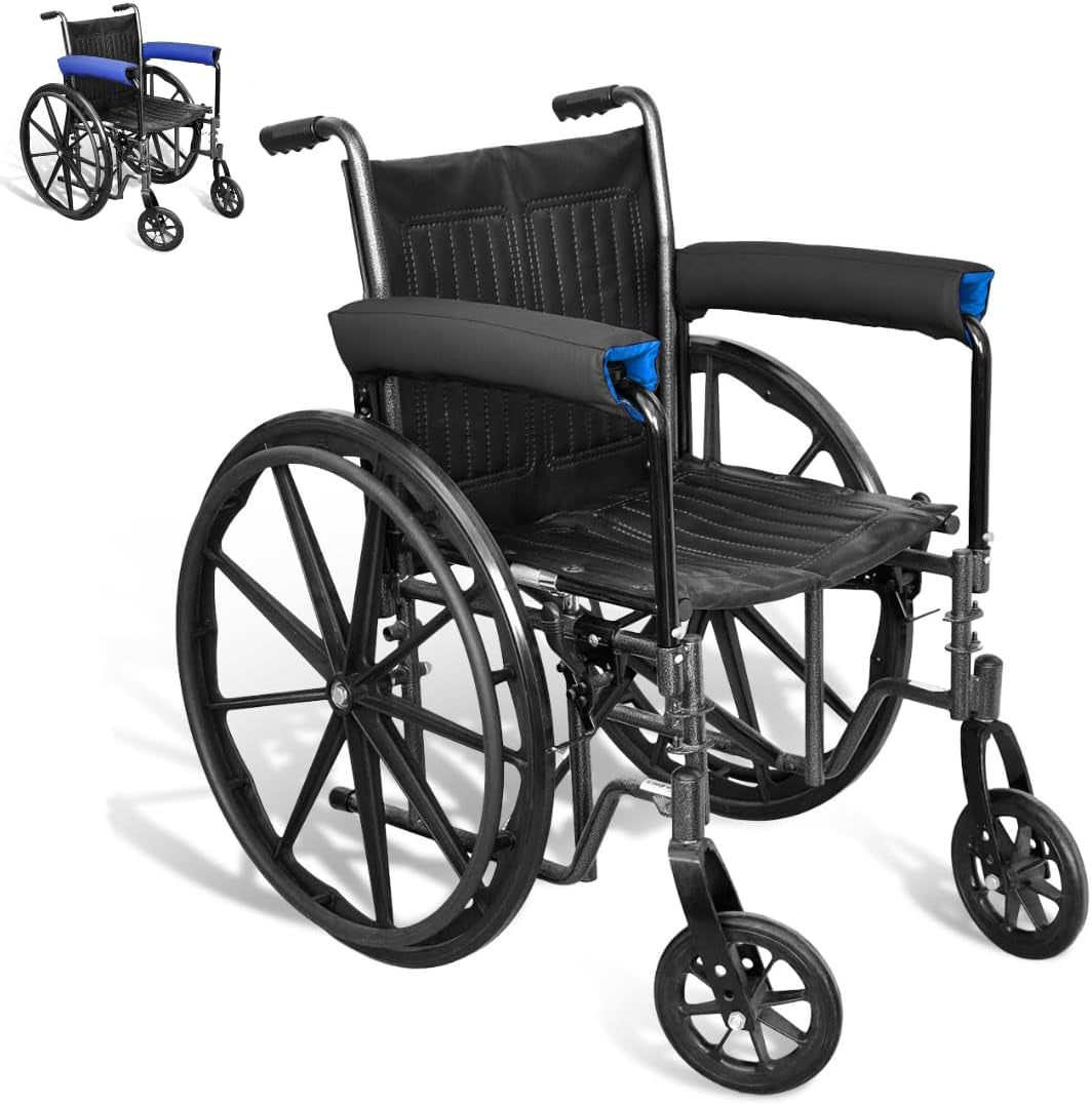 Wheelchair Armrest Cover - Reversible Colors Arm Rest Cover (Pair) - Waterproof Arm Rest Pads for Office & Transport Chair - Soft Chair Cushions - Office Armrest Covers - 16 Inch