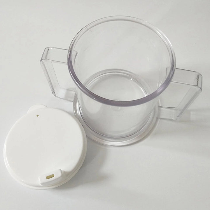 P4TC Dual-Handle Clear Sippy Cup – 10 oz Spill-Resistant Drinking Mug for Elderly, Disabled, Children & Patients

