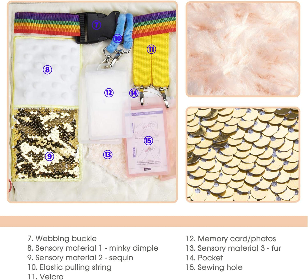 Memory Loss Fidget Blanket - Dementia Activities for Seniors, Adults and Patients - Alzheimer’S Therapy Aid Product - Anxiety Relief Fidget Toy Improves Mental Stimulation (White, 1 Count (Pack of 1))