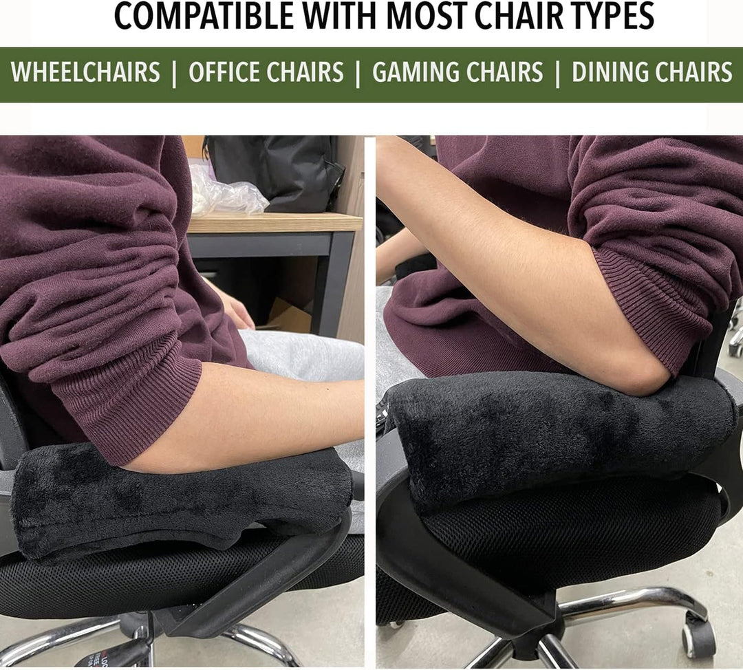 Wheelchair Armrest Pads for Sore Relief - Comfortable Self-Adhesive Foam Cushion Padding for Long-Lasting Use - Padded Wheelchair Arm Rest Covers Suitable for Wheelchairs & Crutches (Black)