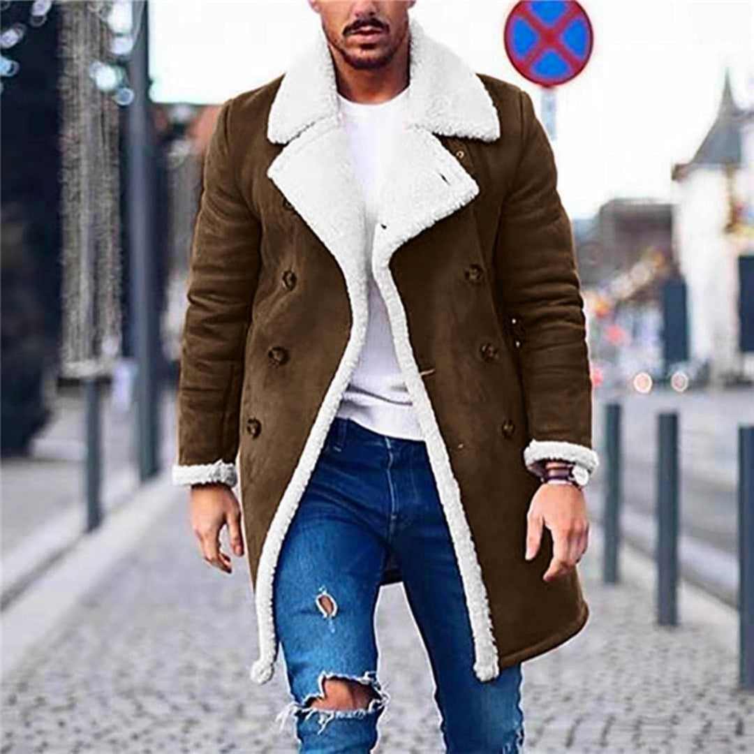 Men'S Corduroy Sherpa Motorcycle Jackets Fleece Lined Shawl Collar Thicken Trucker Winter Lab Coat Outwears