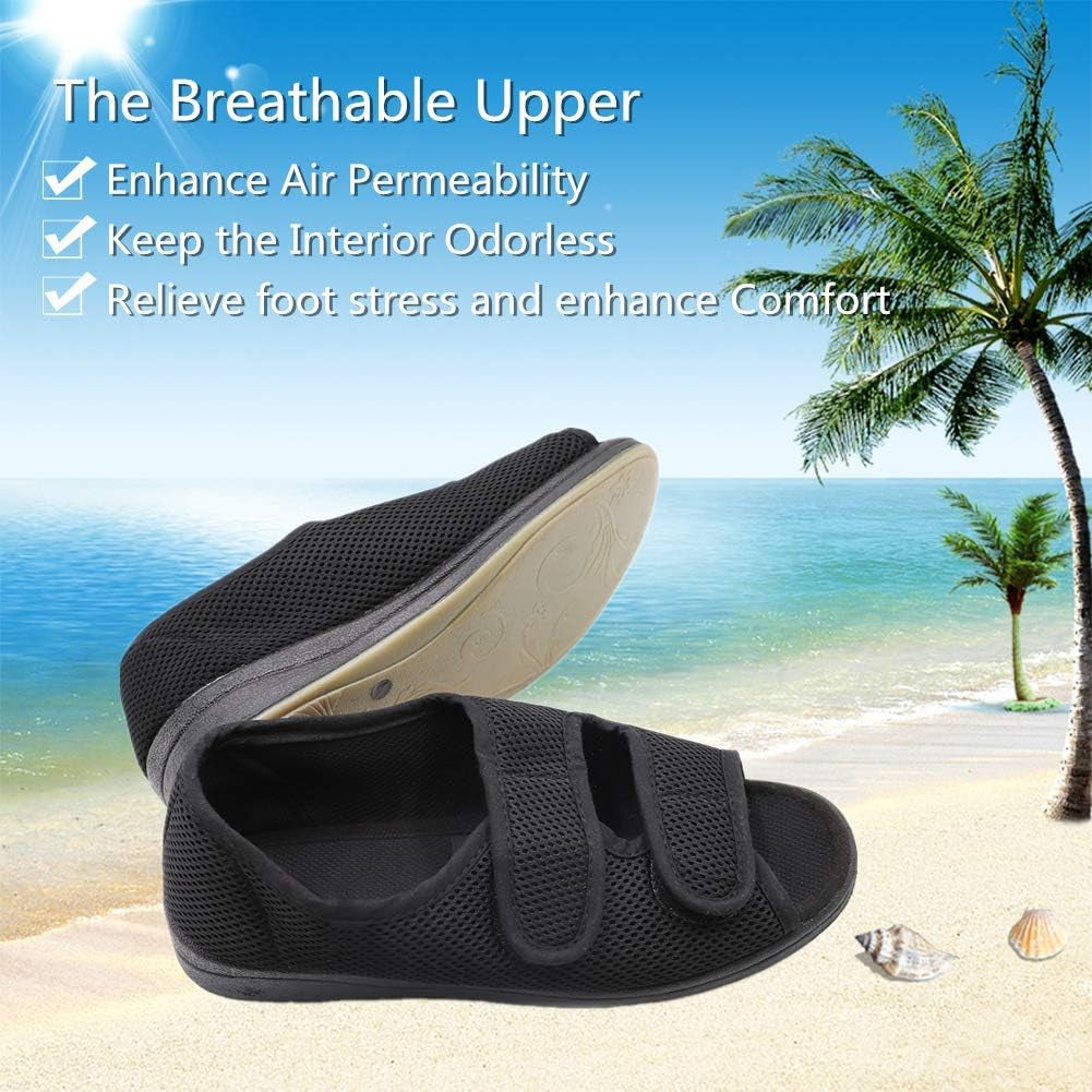 Woman Diabetic Shoes, Extra Wide Width Open Toe Sandals, Adjustable Arthritis Edema Slippers for Elderly Women