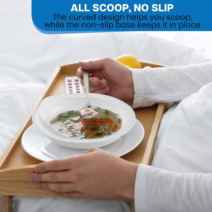 9" Scoop Plate High-Low Adaptive Bowl - 3 Pack - Dish for Disabled, Handicapped, and Elderly Adults with Special Needs from Parkinsons, Dementia, Stroke or Tremors - PSC 996