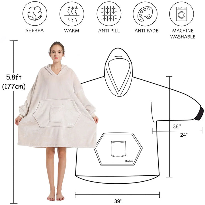 Wearable Blanket Hoodie, Oversized Blanket Hoodie Sweatshirt for Adults Women Men