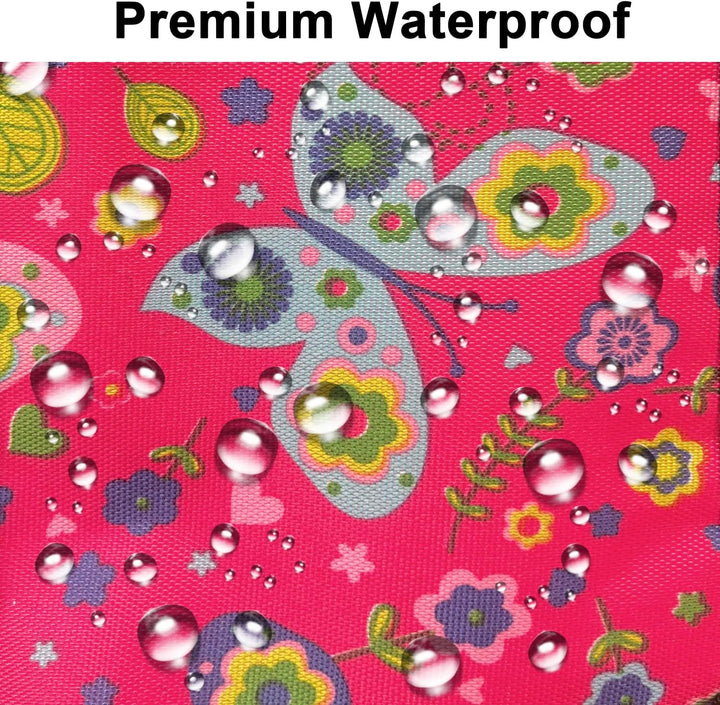 Wheelchair Storage Bag, Double-Sided Armrest Pouch with Cup Holder and Reflective Strip, for Wheelchairs and Walkers (Red Butterfly)