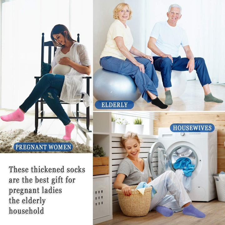 anti Slip Non Skid Slipper Yoga Socks with Grips Sticky Home Hospital Athletic Socks for Adult Women