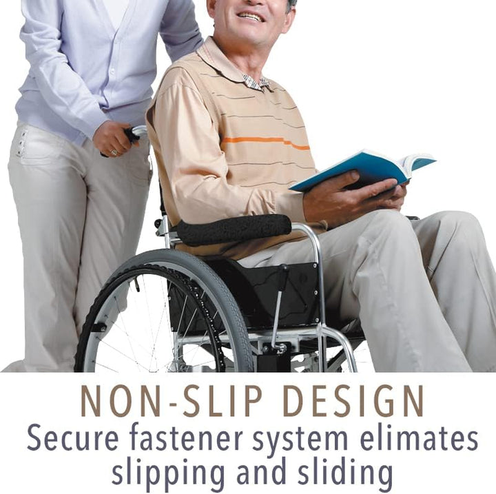 Wheelchair Armrest Pads for Sore Relief - Comfortable Self-Adhesive Foam Cushion Padding for Long-Lasting Use - Padded Wheelchair Arm Rest Covers Suitable for Wheelchairs & Crutches (Black)