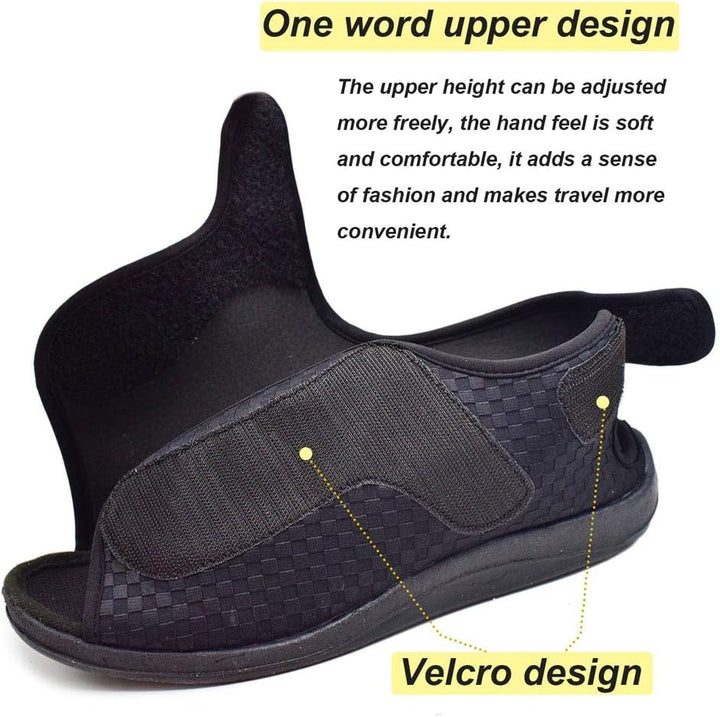 Extra Wide Open Toe Diabetic Sandals for Men, Adjustable Width Edema Shoes, Comfortable Men Slippers for Elderly Swollen Feet