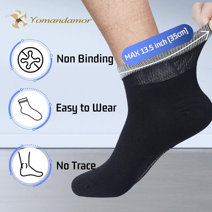 Men'S Diabetic Ankle Socks with Seamless Toe and Non-Binding Top,6 Pairs L Size(10-13)