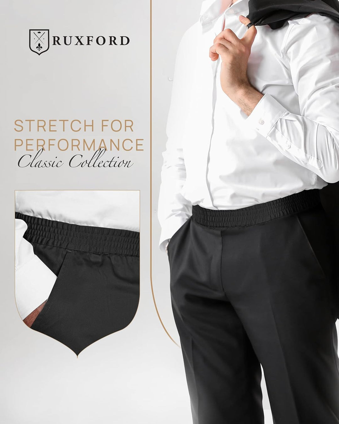 Men'S Elastic Waist Pants for Seniors - Black Relax Fit Jeans | Elderly Men'S Jeans with Elastic Waist