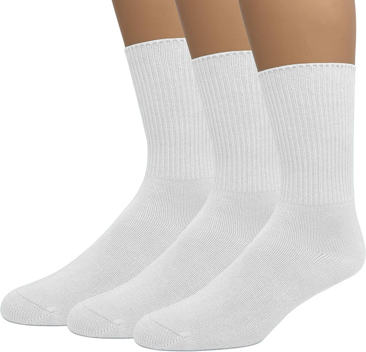 Men'S Diabetic Crew Cotton Socks | Non-Binding Loose Top | Seamless Toe | 3-Pair | Big and Tall Available