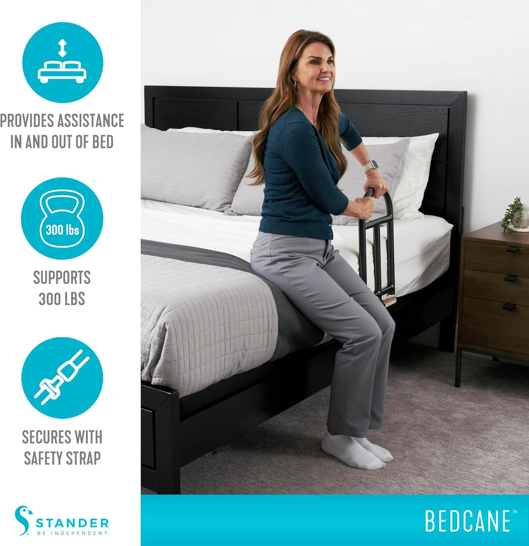 P4TC BedCane – Adult Bed Rail & Stand Assist Handle with Organizer Pouch | Bedside Safety Support for Elderly & Disabled | ASTM Certified