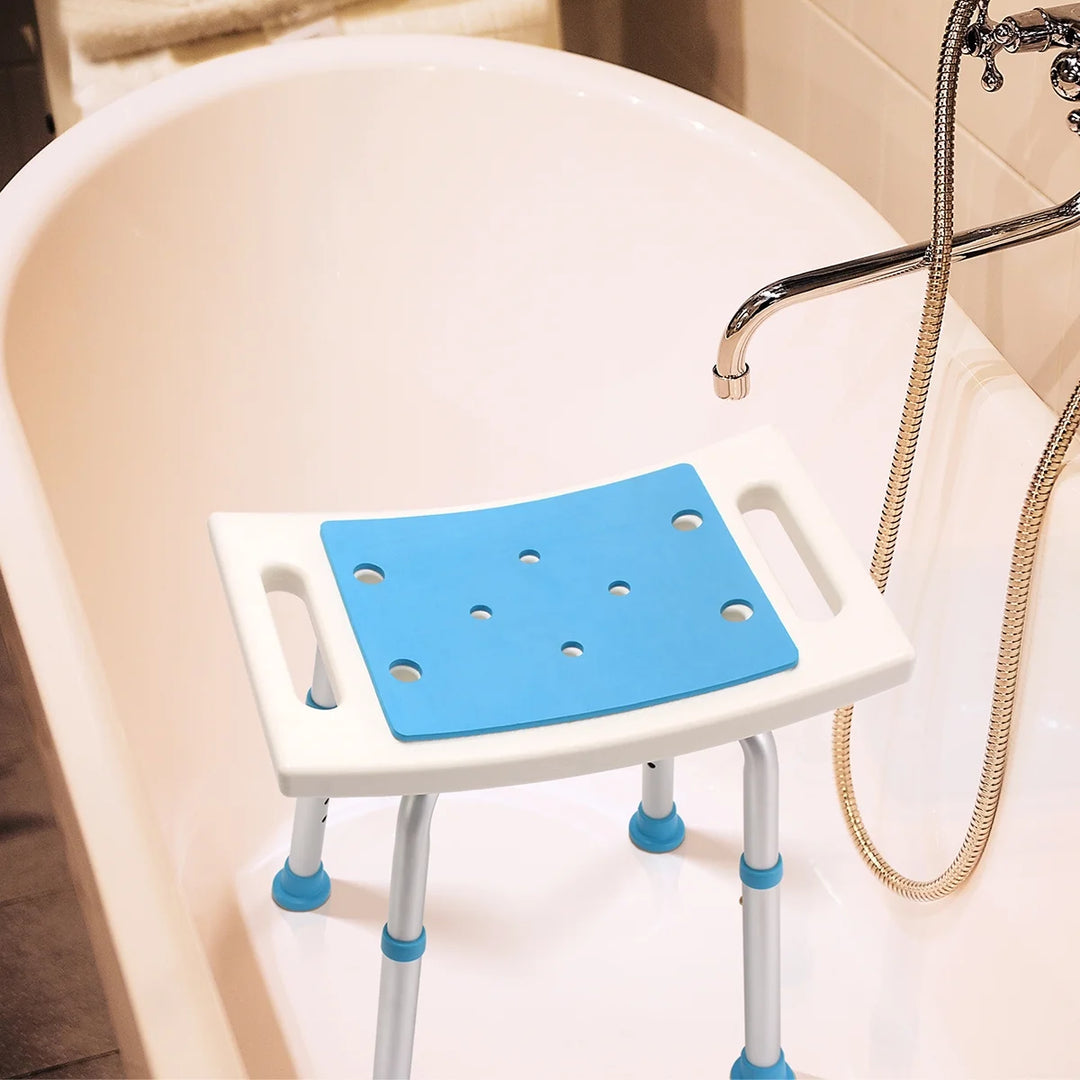 Health Line Shower Chair Stool Seat, Adjustable Padded Bench for Seniors, Elderly, Disabled 350Lbs