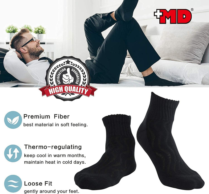 4 Pack Diabetic Circulator Socks Men Women, Non-Binding Extra Wide Ankle Socks, for Edema Ultra Soft 9-11 10-13 13-15