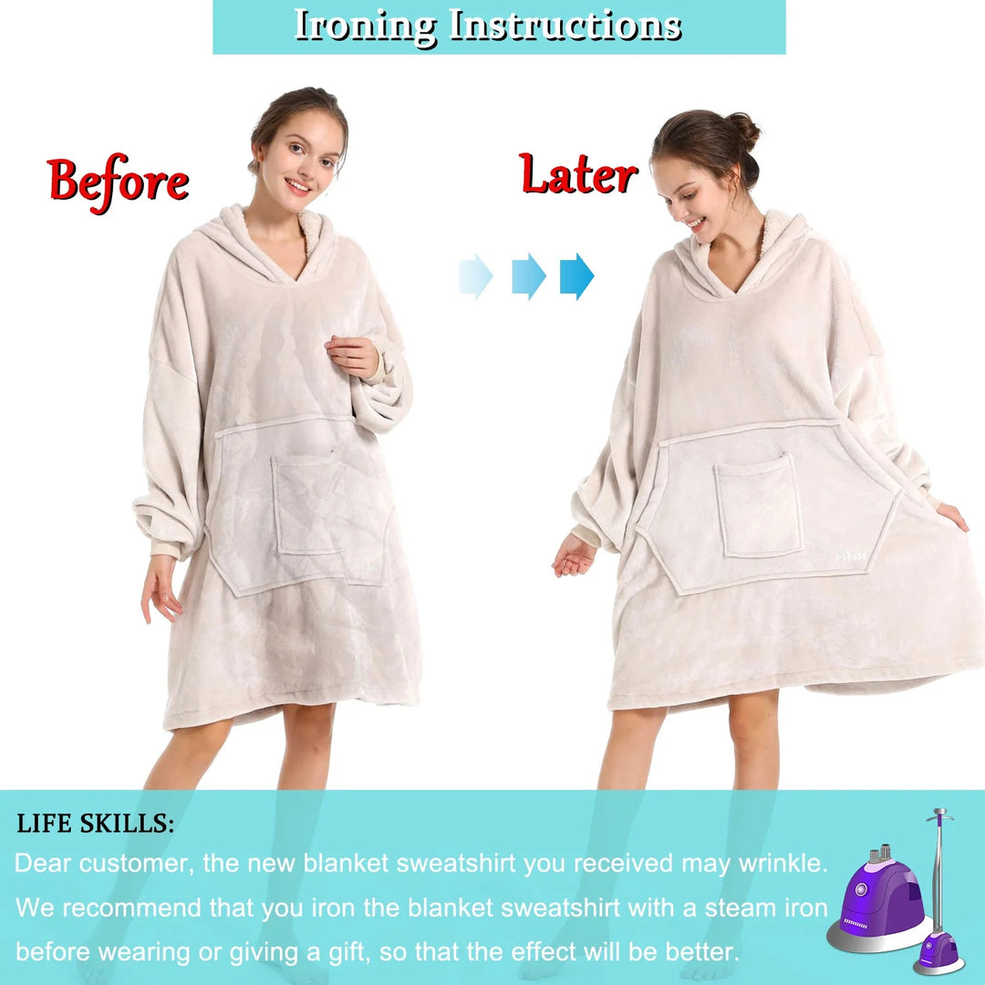 Wearable Blanket Hoodie, Oversized Blanket Hoodie Sweatshirt for Adults Women Men