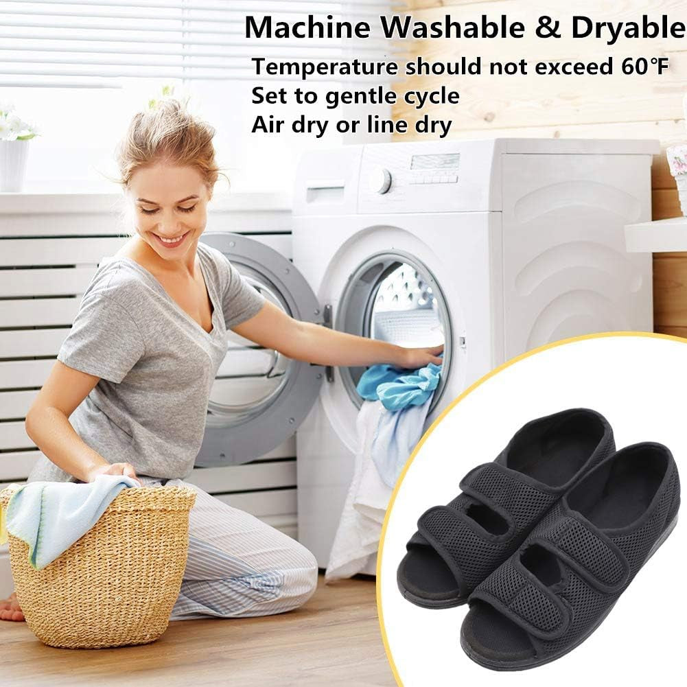 Woman Diabetic Shoes, Extra Wide Width Open Toe Sandals, Adjustable Arthritis Edema Slippers for Elderly Women