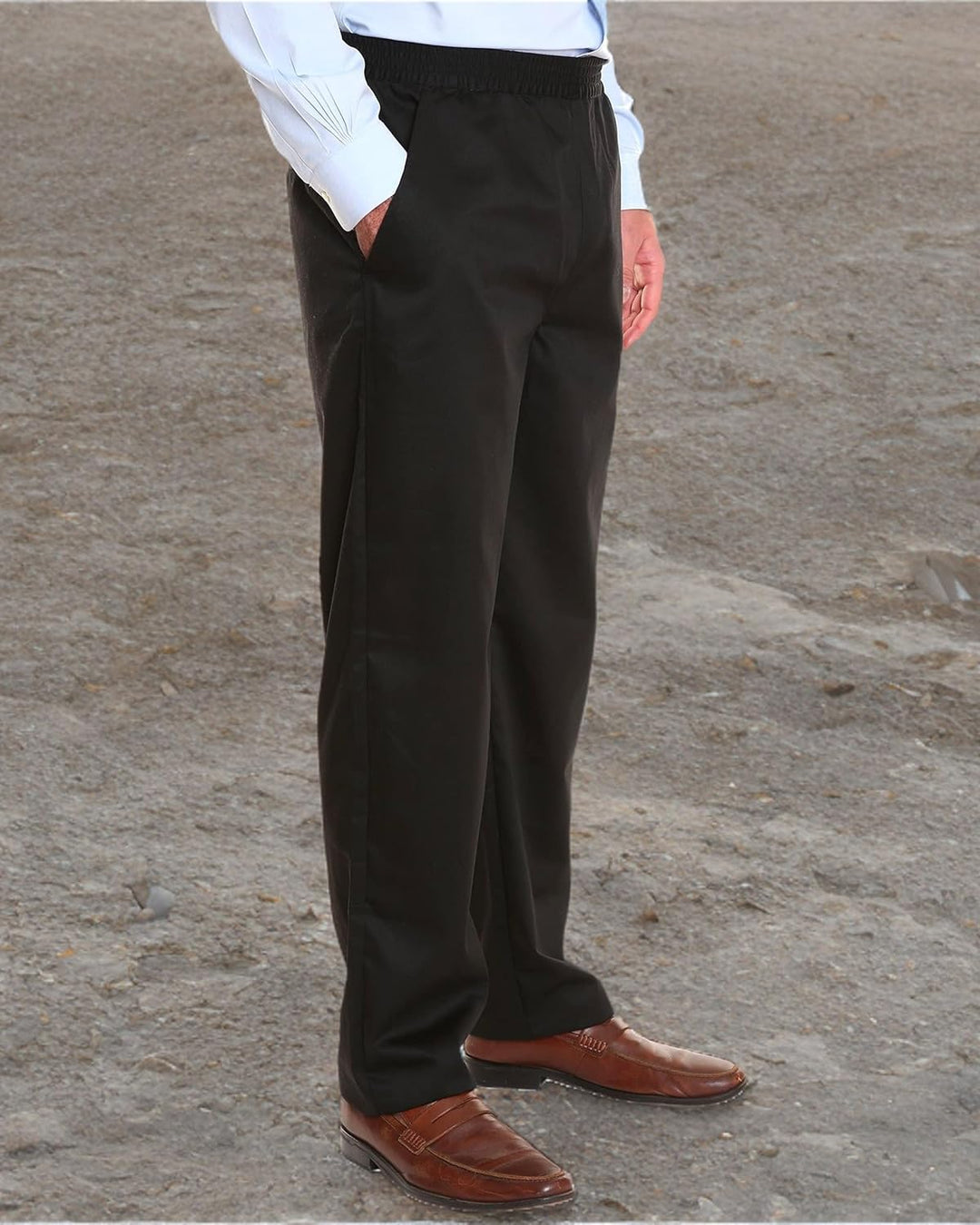 Men'S Elastic Waist Pants for Seniors - Black Relax Fit Jeans | Elderly Men'S Jeans with Elastic Waist