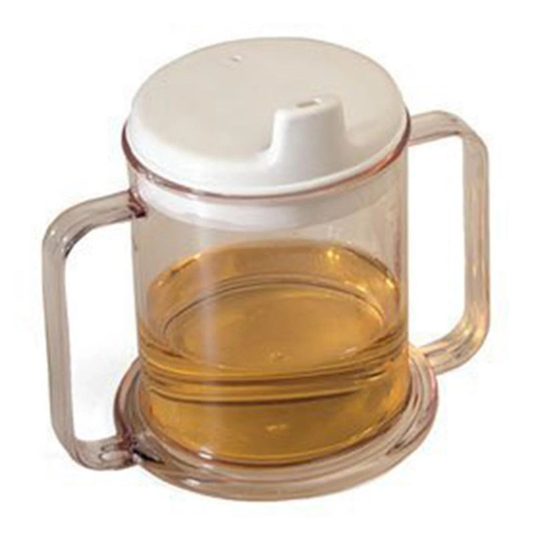 P4TC Dual-Handle Clear Sippy Cup – 10 oz Spill-Resistant Drinking Mug for Elderly, Disabled, Children & Patients

