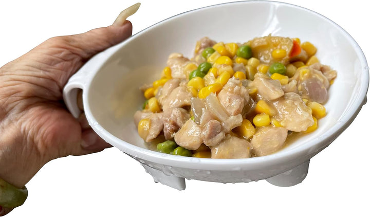 Revolutionary Adaptive Scoop Plate with Handle - Non-Skid Melamine Bowl for Effortless Dining for Seniors and Disabled Adults with Tremors, Arthritis, or Parkinson's - 6 Inch, Spill-Proof Design