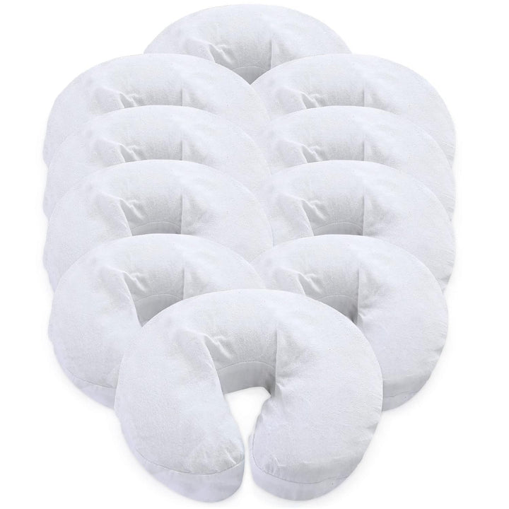 P4TC – Pack of 10 Premium Flannel Face Cradle Covers | Extra Thick 100% Cotton for Massage Tables (White)