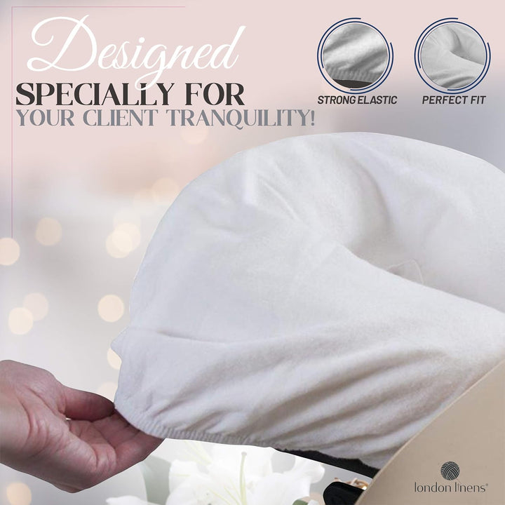 P4TC – Pack of 10 Premium Flannel Face Cradle Covers | Extra Thick 100% Cotton for Massage Tables (White)