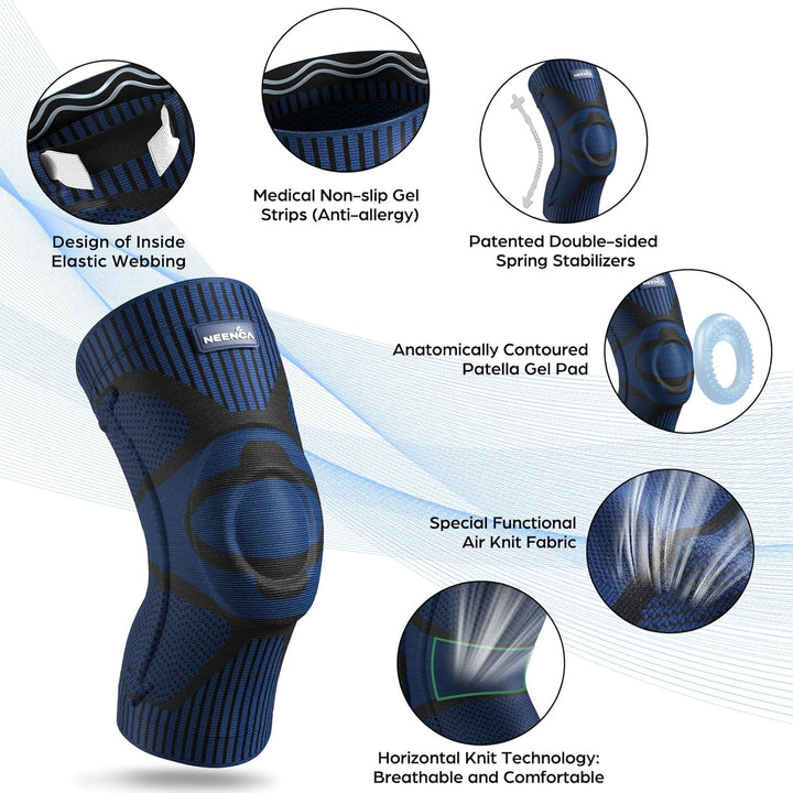 P4TC 2-Pack Knee Braces – Compression Support with Patella Gel & Stabilizers | For Joint Pain, Arthritis, ACL & Meniscus | FSA/HSA Approved