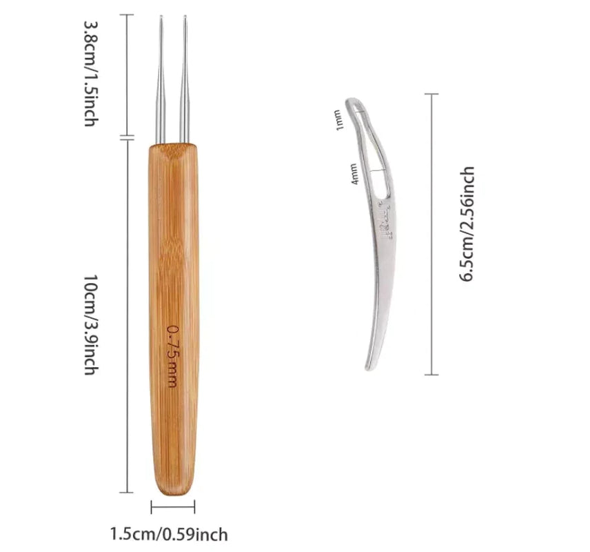 P4TC | 5-Piece Bamboo Handle Crochet Needle Hair Tool Set