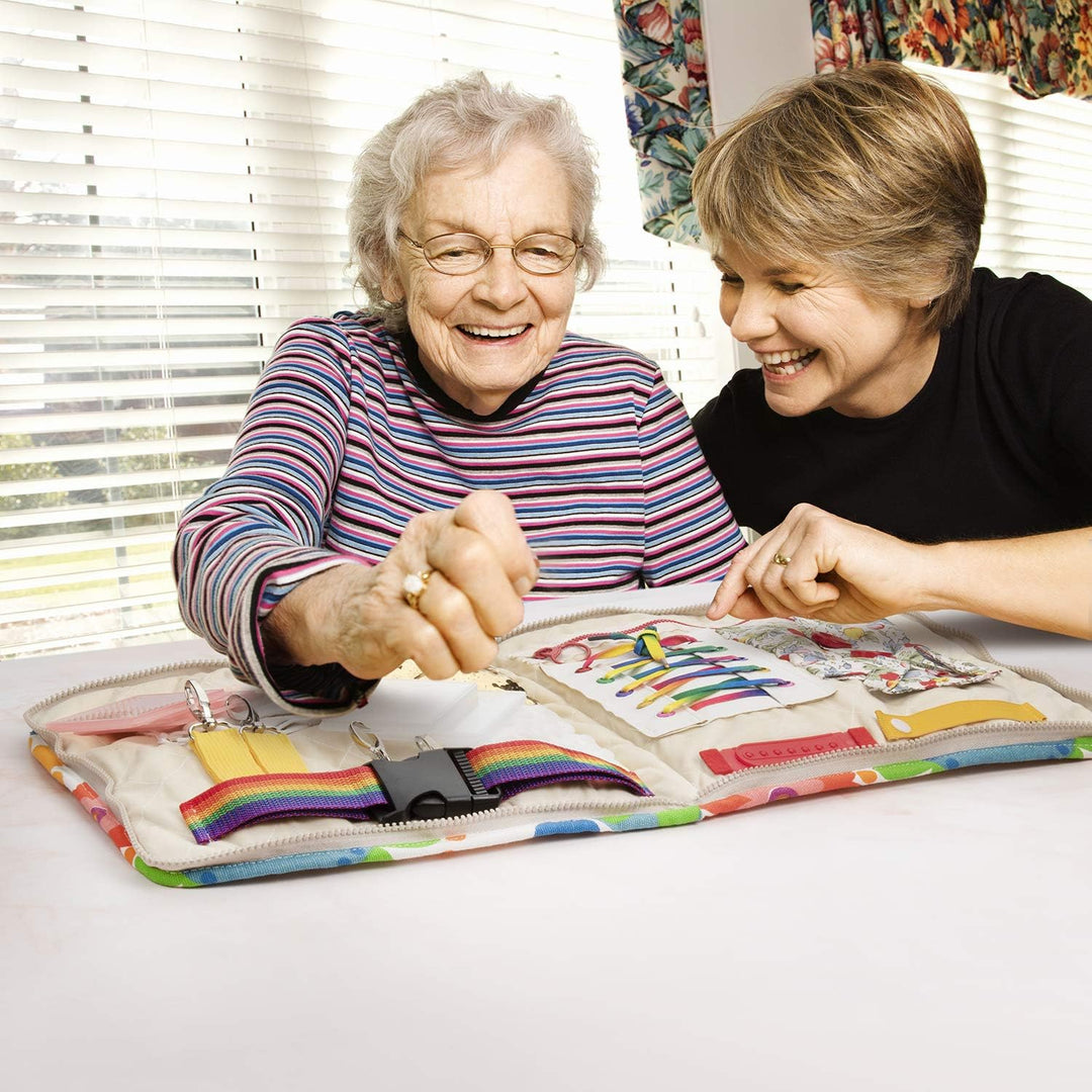 Memory Loss Fidget Blanket - Dementia Activities for Seniors, Adults and Patients - Alzheimer’S Therapy Aid Product - Anxiety Relief Fidget Toy Improves Mental Stimulation (White, 1 Count (Pack of 1))