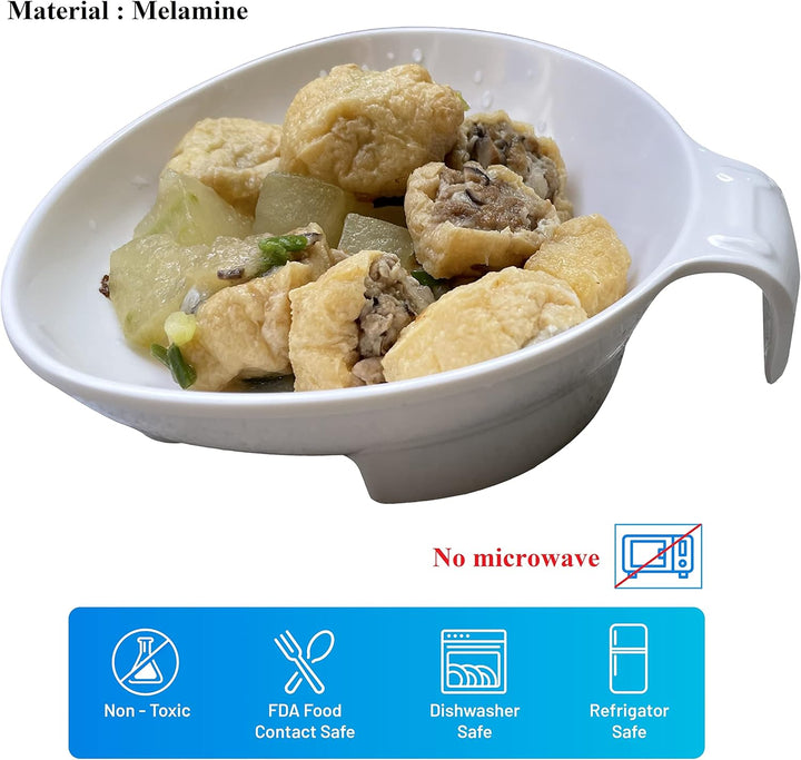 Revolutionary Adaptive Scoop Plate with Handle - Non-Skid Melamine Bowl for Effortless Dining for Seniors and Disabled Adults with Tremors, Arthritis, or Parkinson's - 6 Inch, Spill-Proof Design