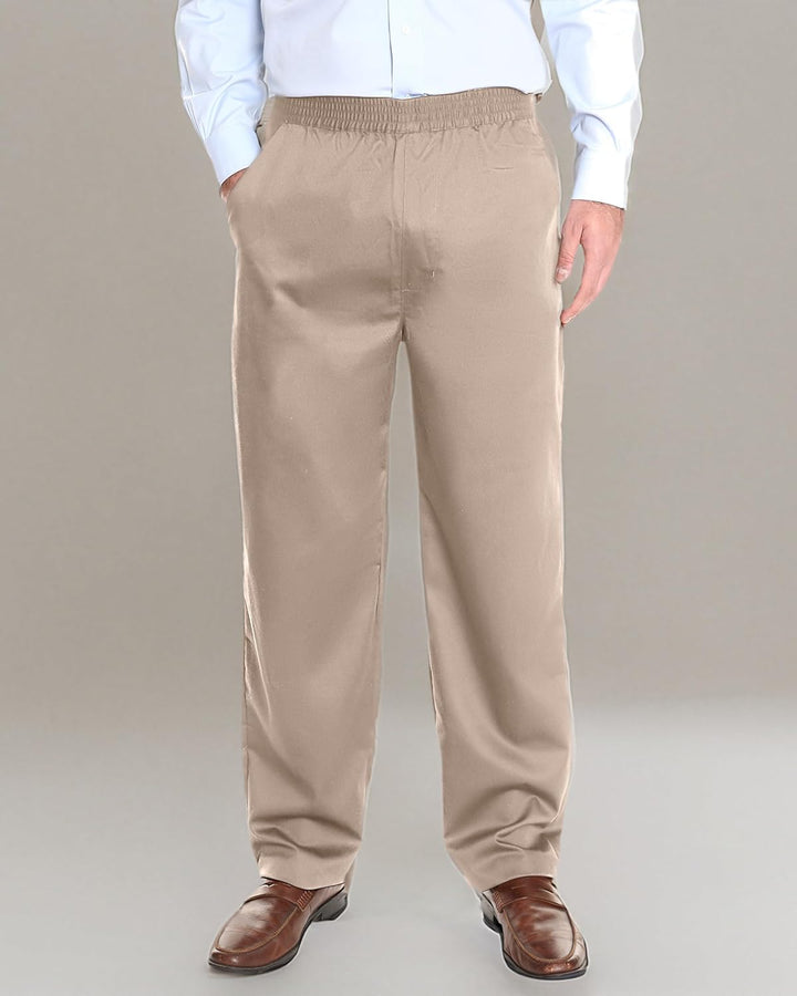 Men'S Elastic Waist Khaki Pants | Tan Pull on Jeans for Seniors